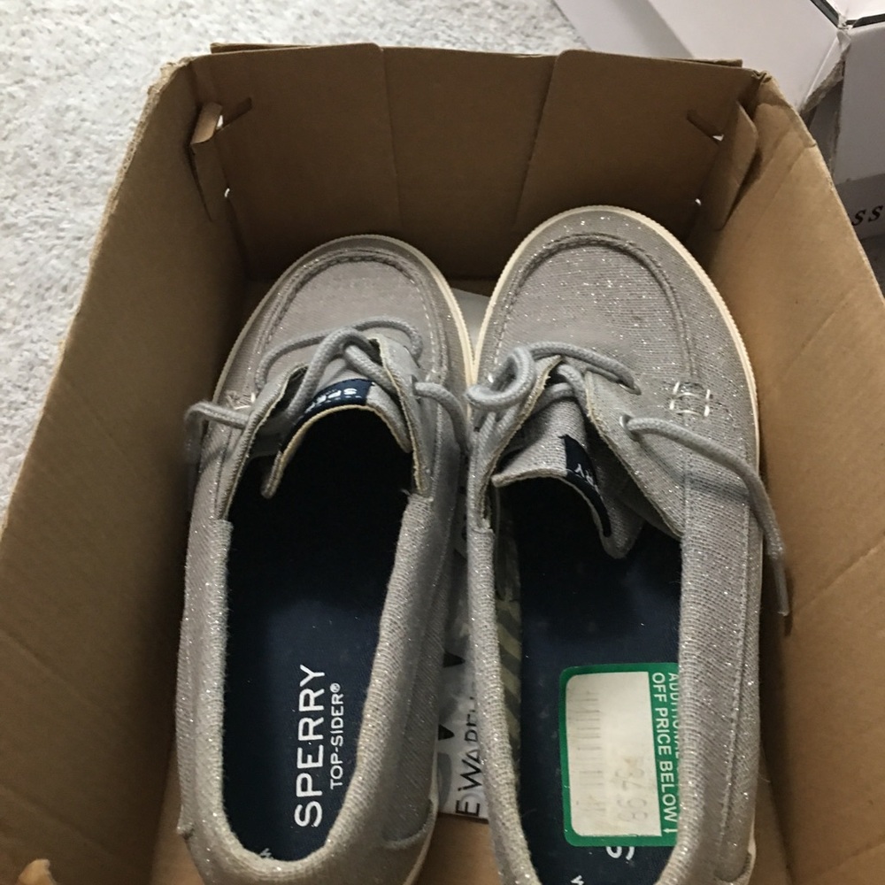 Sperry Kids' Silver Glitter Boat Shoes